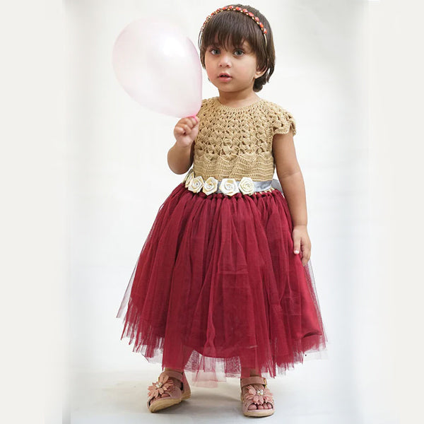 4 Layer Handmade Fairy Frock In Golden Style