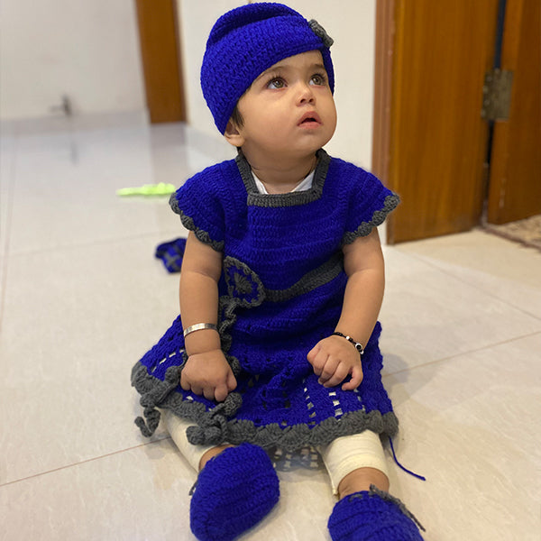 Handmade Baby Dress Dark Blue (4 Piece Set)