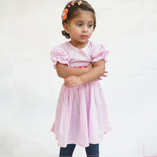 Handmade Smoking Frock Baby Pink