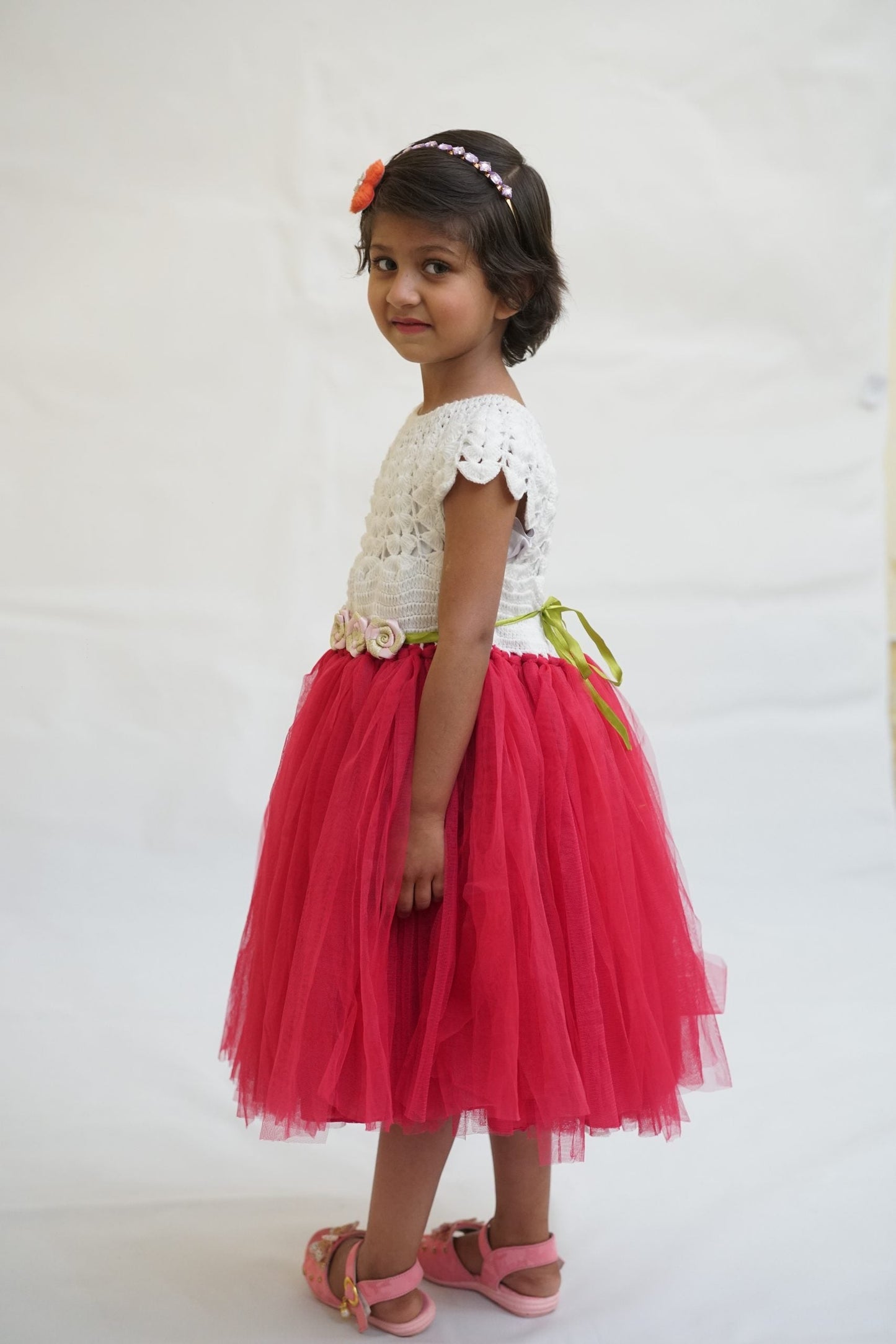 4 Layer Handmade Fairy Frock In Red Style