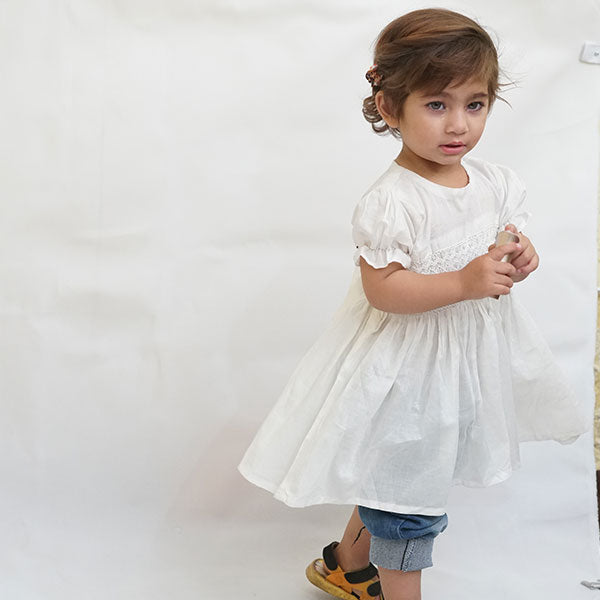 Handmade Smoking Frock Milky White