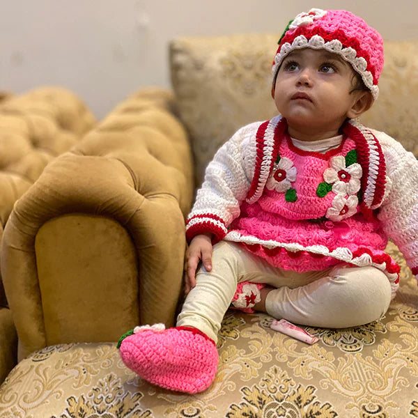 Handmade Baby Dress British Style Pink(4 piece set)