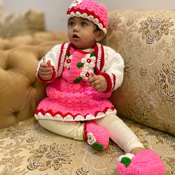 Handmade Baby Dress British Style Pink(4 piece set)