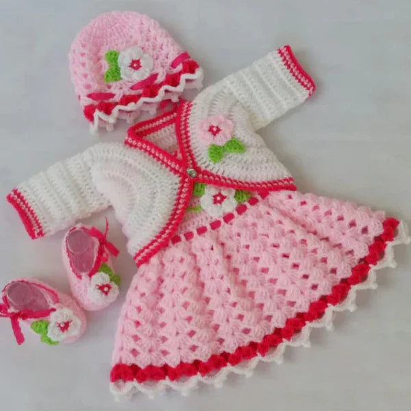 Handmade Baby Dress British Style Pink(4 piece set)